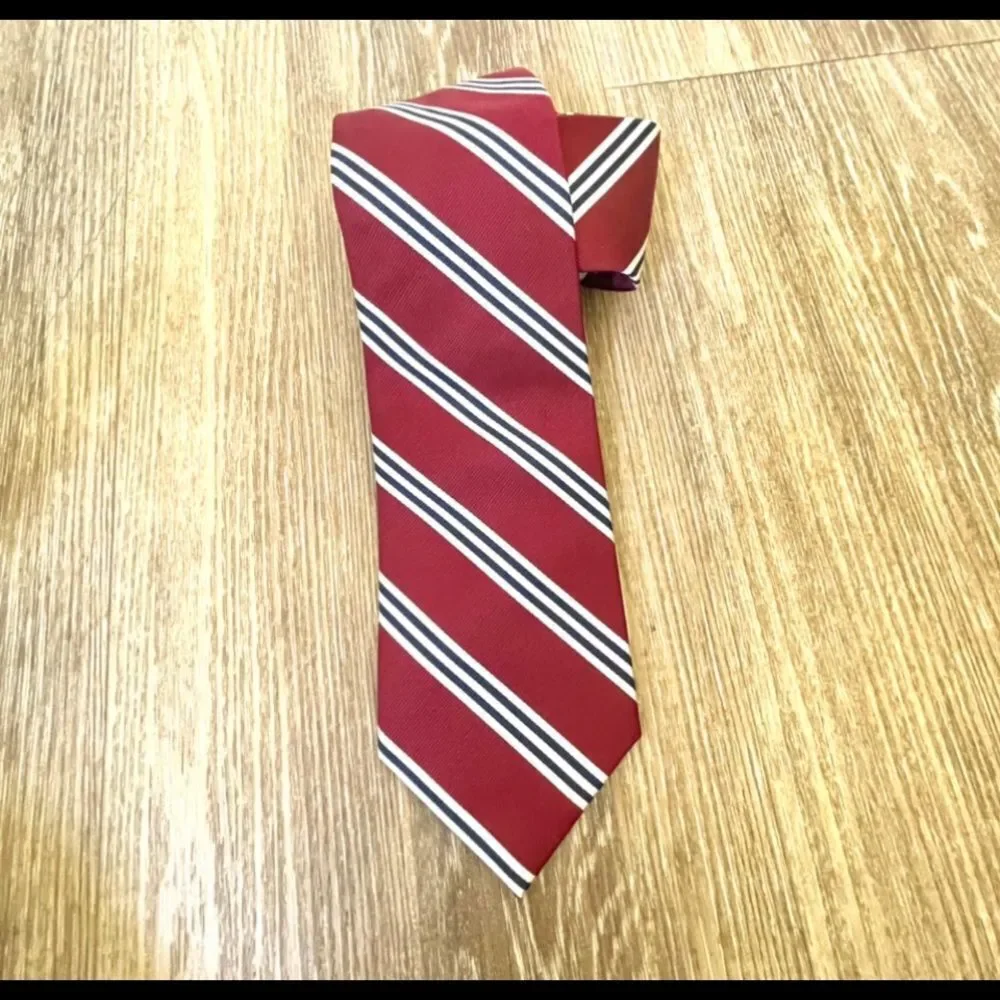Jos A. Bank Executive collection silk burgundy stripe tie